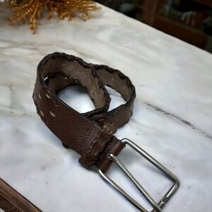 DKNY dark brown genuine leather belt size small 37 inches long 1.5 inches wide